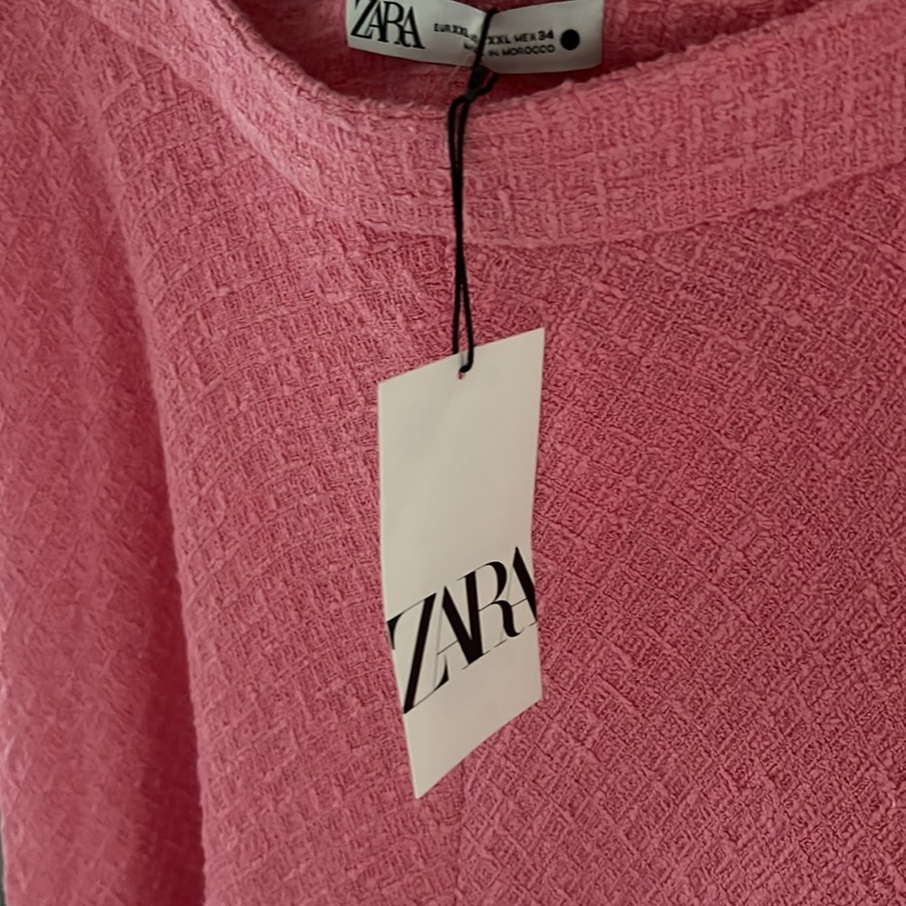 💕VDAY RARE NWT Blog Fave Zara PINK TEXTURED TWEED Skirt Barbie Barbiecore - Picture 7 of 8